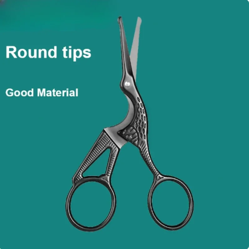 

Stainless Crane Shape Hair Scissors Embroidery Round Head Hairdressing Beard Scissors Nose Hair Scissors Beauty Tool Facial Care