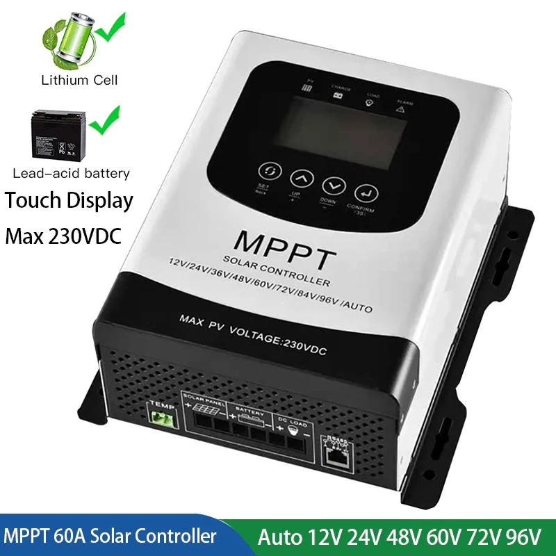 12V 24V 48V 60V 72V 96V 50A 60A MPPT Solar Charge Discharge Controller PV Regulator 230VDC For Lifepo4 Lithium GEL Battery