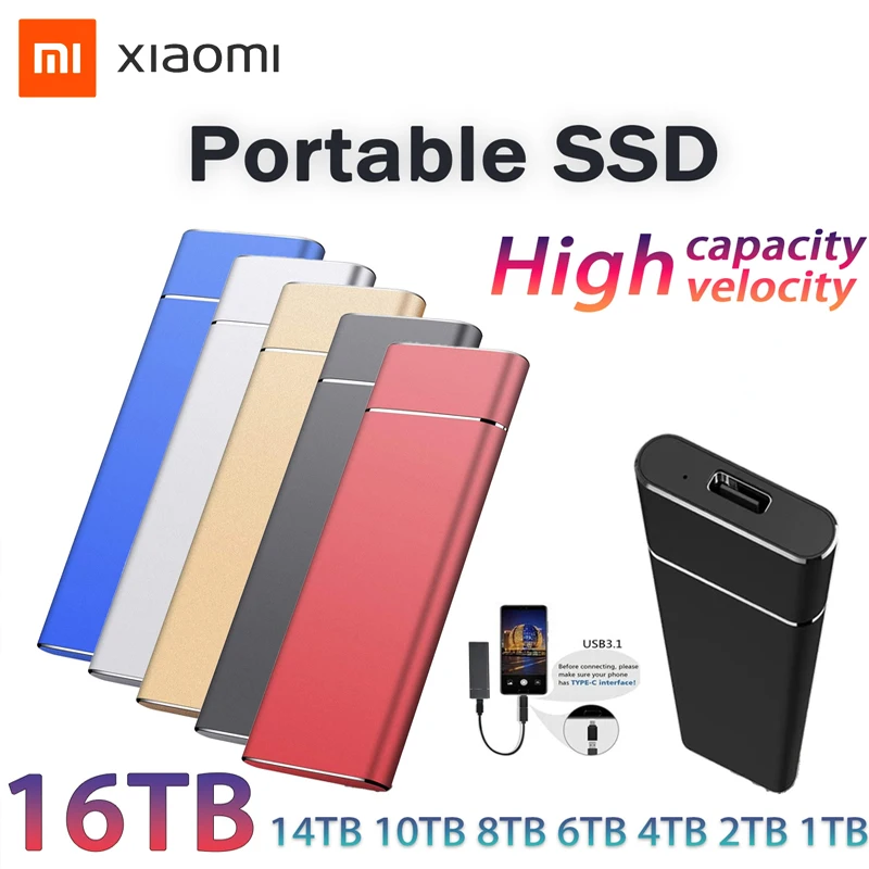 

Xiaomi Portable External SSD 4TB 8TB 2TB 6TB High-speed Mobile Solid State Hard Drive USB 3.1 External SSD Typc-C Hard Drive Ssd