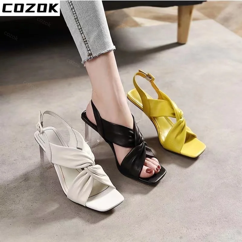 

Pvc 2022 Summer Crystal Pumps High-heeled Shoes Sandals Women Shoes Pointed Beaded Transparent Summer Sequined Sexy Sandals