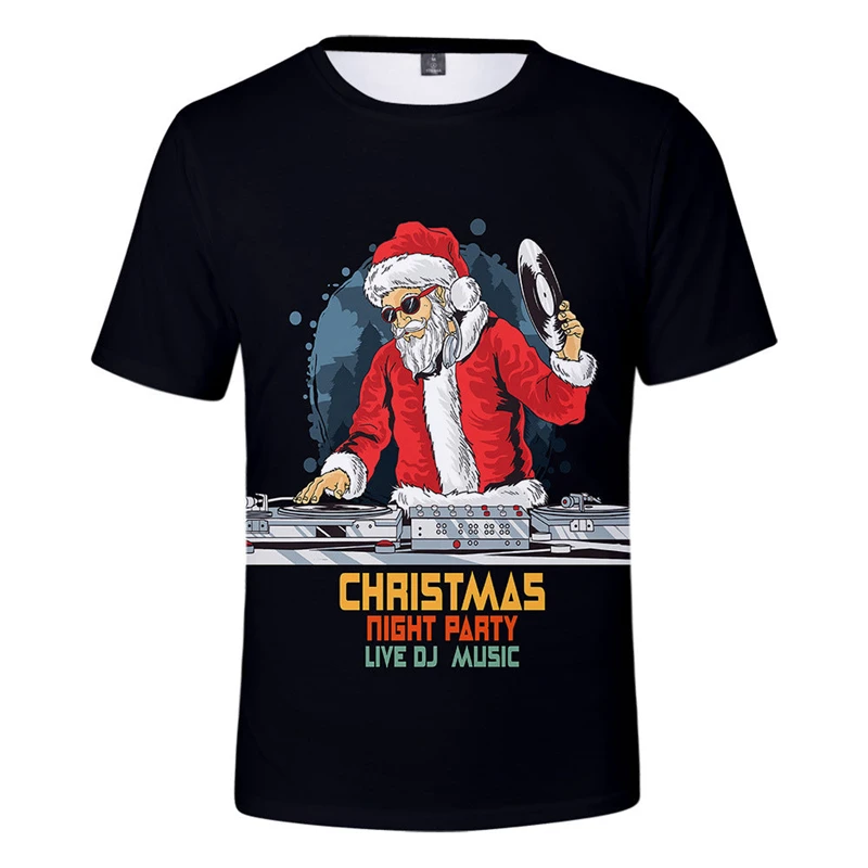 

Смешная Рождественская футболка с Санта-Клаусом для мужчин, 3D печать, Рождественский Подарок, Идея, графическая футболка, топы с коротким рукавом, футболки большого размера