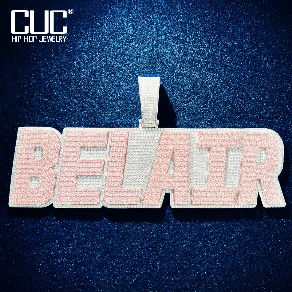 CUC Custom Neckalce Letter Name Pendant Solid Back Icy Zircon Men's HipHop Jewelry Chain Personalized Gift NEW Style