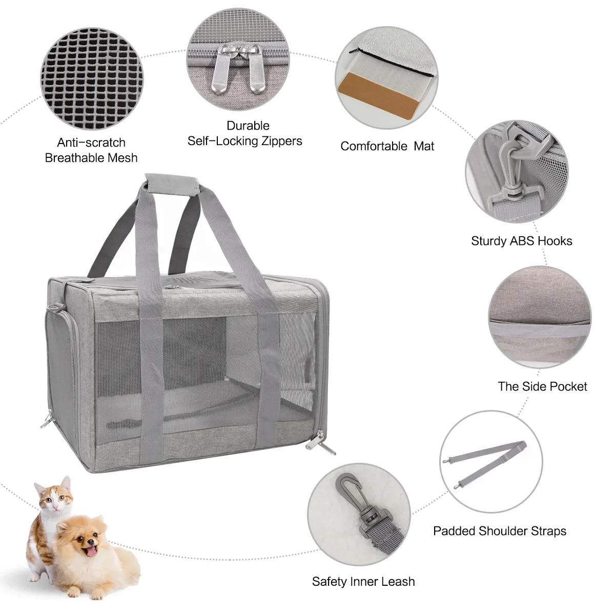 

2023 Soft Cat Carrier Backpack With Locking Safety Zippers Cat Cage Reflective Strip Foldable Travel Breathable Pet Transport Ba