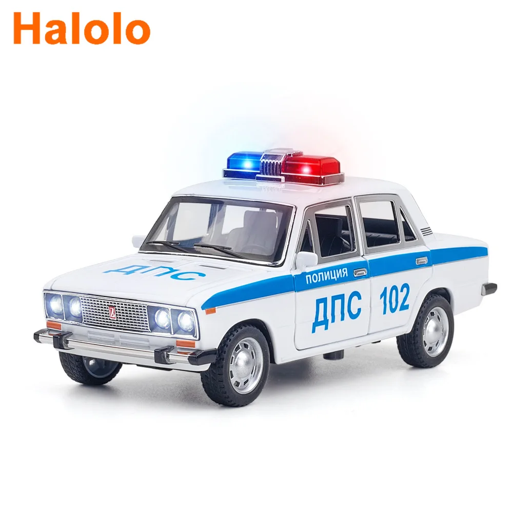 

1:24 2016 Lada Police Car Alloy Diecast Toy Car Model Sound and Light Children's Toy Collectibles Birthday gift