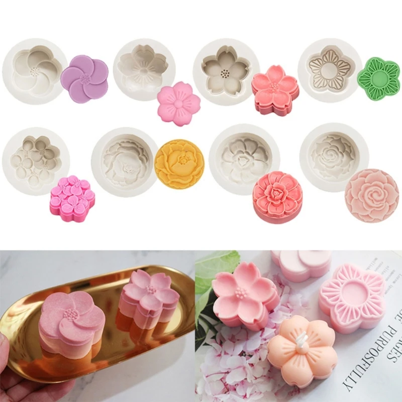 

Silicone Material Mousse Moulds Flower Shaped Soap Mold Making Soap Gadget 8 Styles for Baking Fondant Candy Chocolate