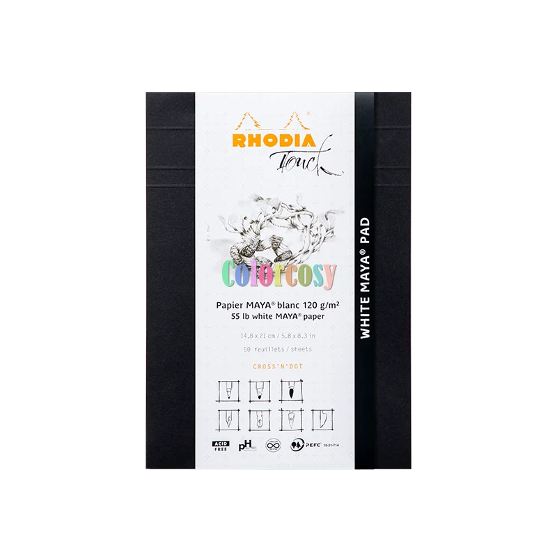 Rhodia Touch Staplebound Cross-N-Dot Notebook A4/A5 Black/Grey Maya Pad Calligrapher NoteBook 50 Microperforated Sheets |