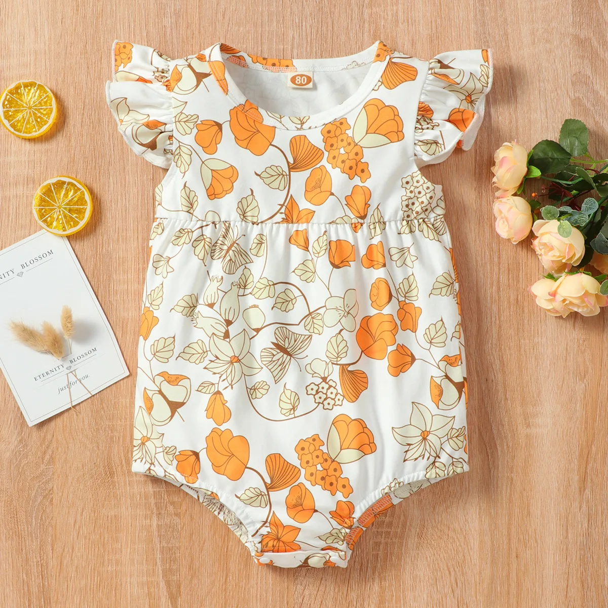 

[Strength New Product] Spring and Summer Children's Clothing Floral Jumpsuit Girl Baby Cotton Triangle baby girl outfit