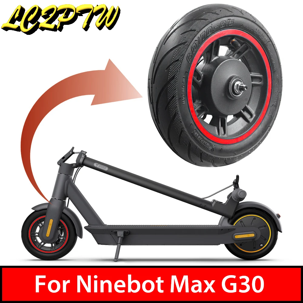 

60/70-6.5 55 PSI Electric Scooter Front Wheel with Vacuum Tubeless Tire Assembly for Ninebot Max G30 Kickscooter 10 Inch Tires