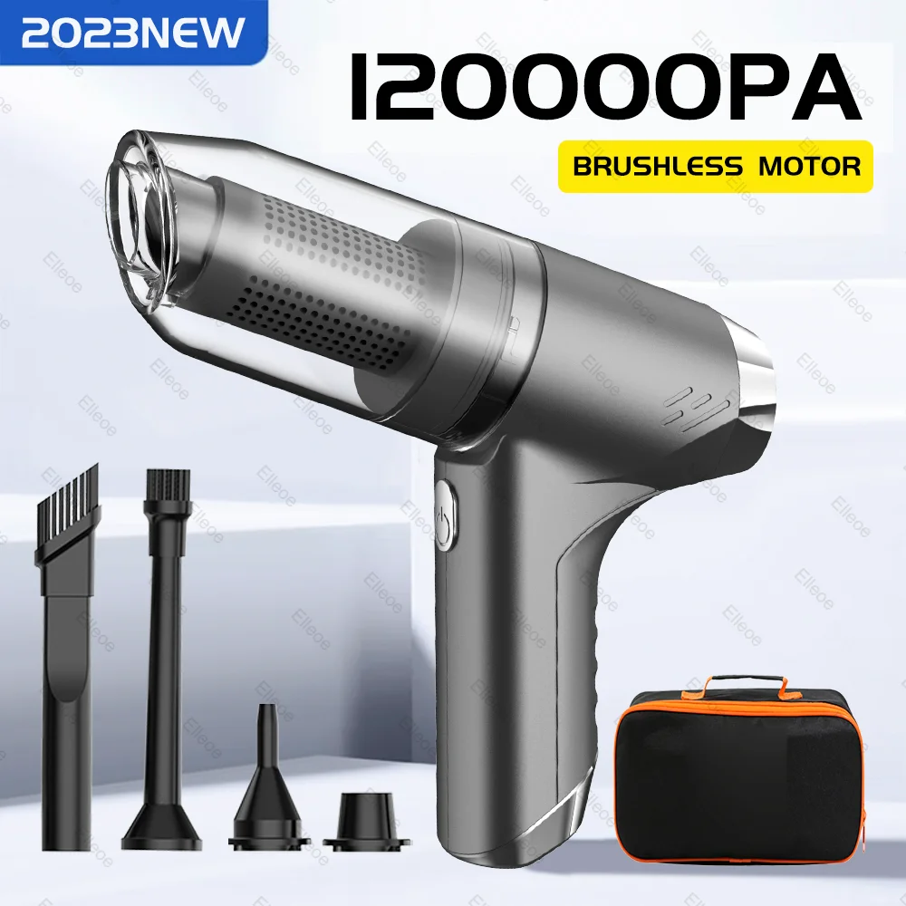 120000pa Car Vacuum Cleaner Powerful Portable Handheld Cleaning Machine Strong Suction Wireless Mini Cleaner Vacuum for Home Car
