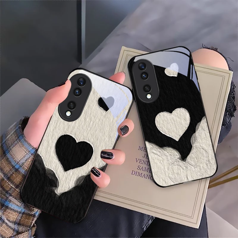 Фото Черно-белый чехол-накладка из стекла для Honor X6, X9c, X9, X6b, X8a, X8, X9b, X5b Plus, X8b, 30 Pro+, 50 Pro, 70, 90, 200 Lite №2