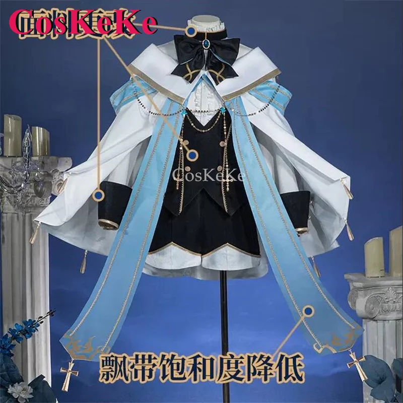 CosKeKe Freminet Косплей Игра Genshin Impact Костюм Чистая Белая Мелодия Великолепная Униформа