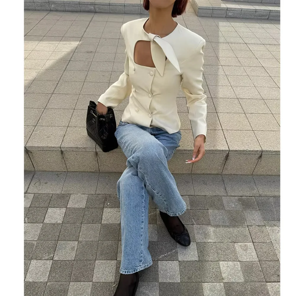 VanessaLab Ранняя весна новая коллекция простой и универсальный вязаный кардиган с