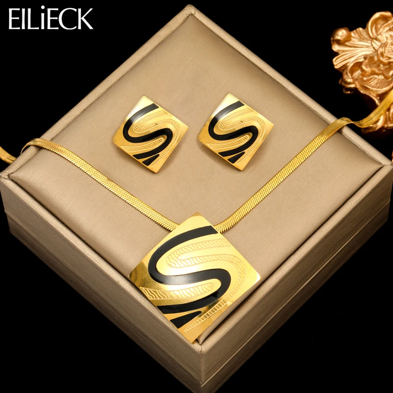 Золотое минималистичное геометрическое ожерелье EILIECK из нержавеющей стали 316L