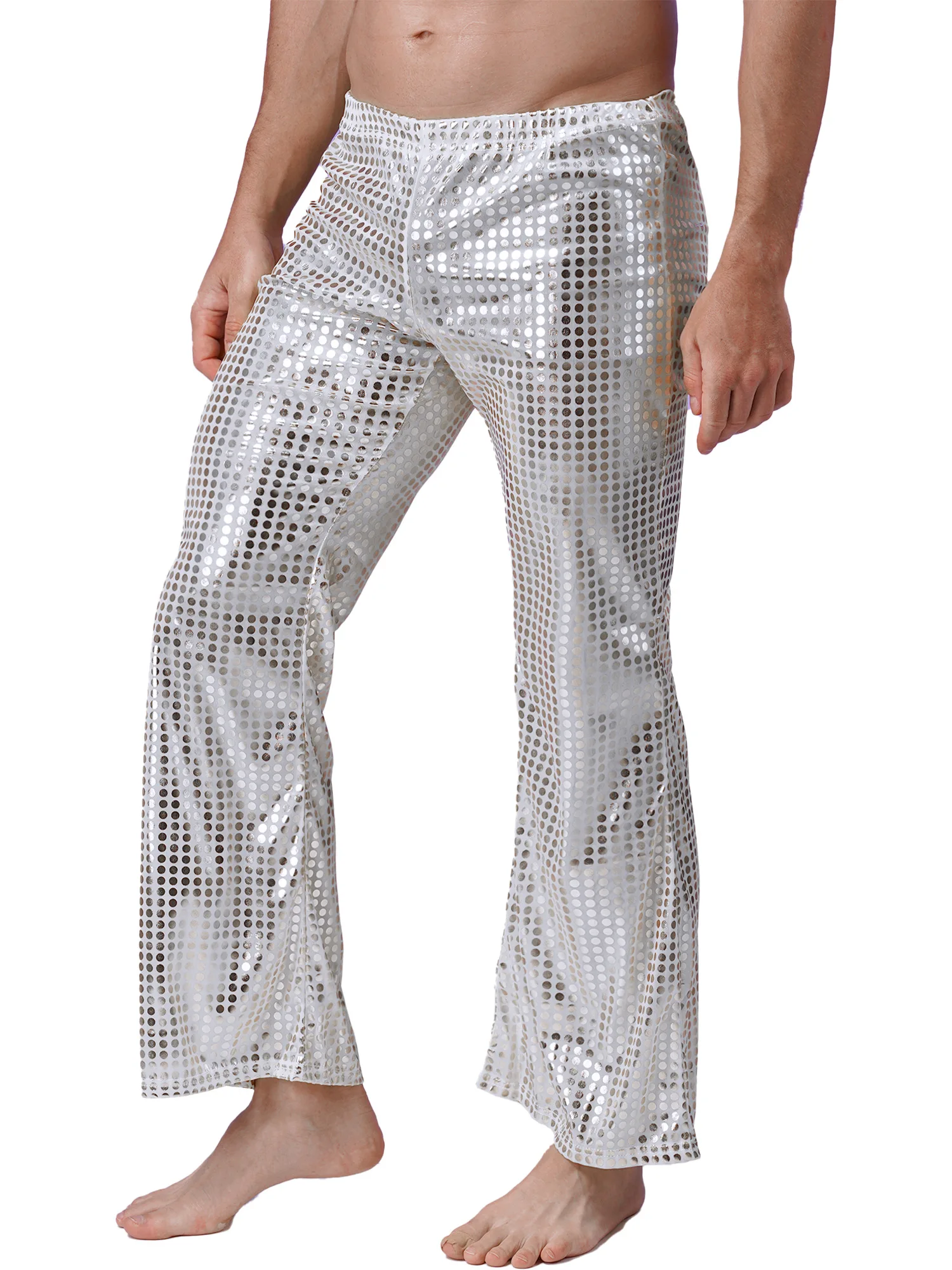 Мужские Блестящие длинные брюки YiZYiF с блестками в стиле 50-х годов костюмы для