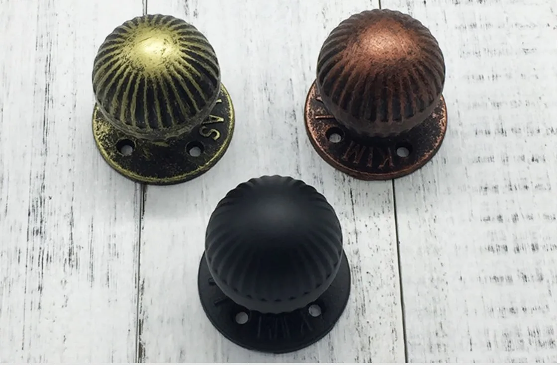 

Round Ball Vintage Iron Wooden Door Knob Pull Handle Entry Gate Garden