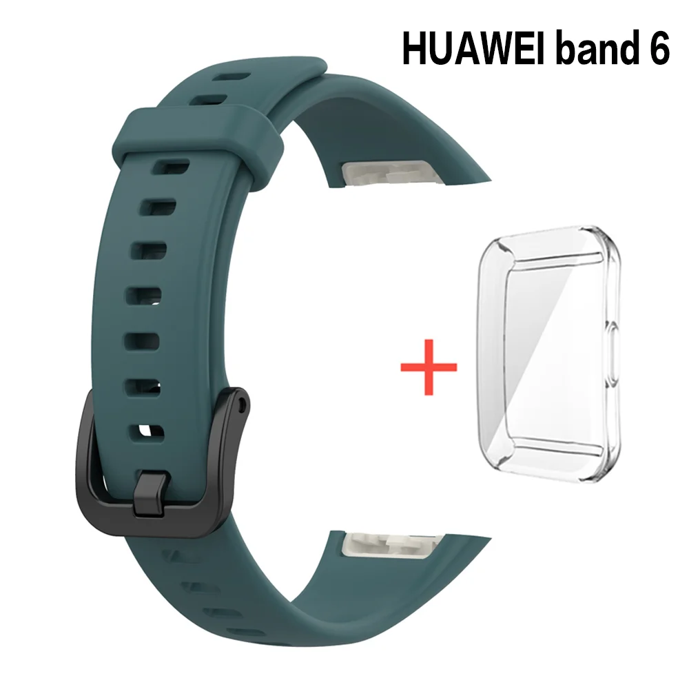

Silicone correa For Huawei Band 6 strap 6 Pro Strap With TPU Full Screen Protector Case Replacement bracelet Honor Band 6 Strap