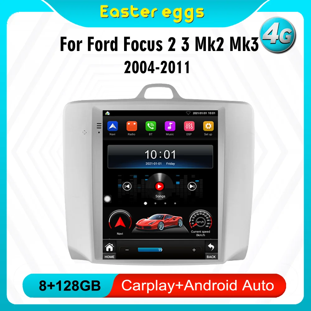 

For Ford Focus 2 3 Mk2 Mk3 2004-2011 4G Carplay 2 Din Tesla Car Radio Android GPS Navigation Multimedia Player Stereo