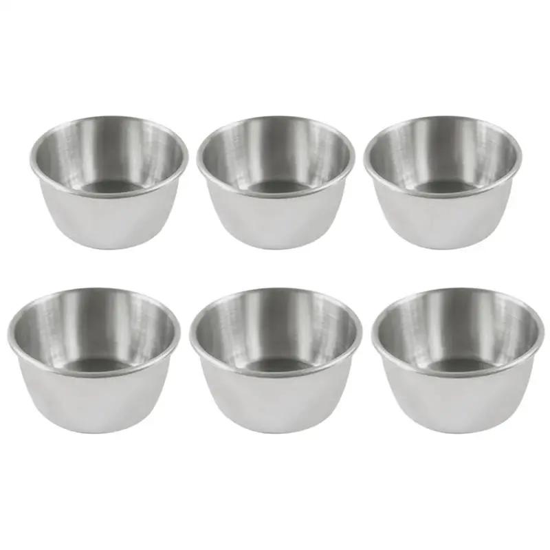 6pcs Stainless Steel Snack Sauce Cups Condiment Sauce Cups Sauce Dipping Holder Sauce Cup French Fries Tomato Hot Sauce Cup