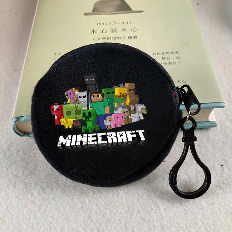 Фото Новый кошелек для монет в игровой тематике Minecrafted, мужской мультяшный кошелек Zero Wallet, круглые сумки, мужская мини-модная сумка для хранения наушников, подарок на день рождения №2