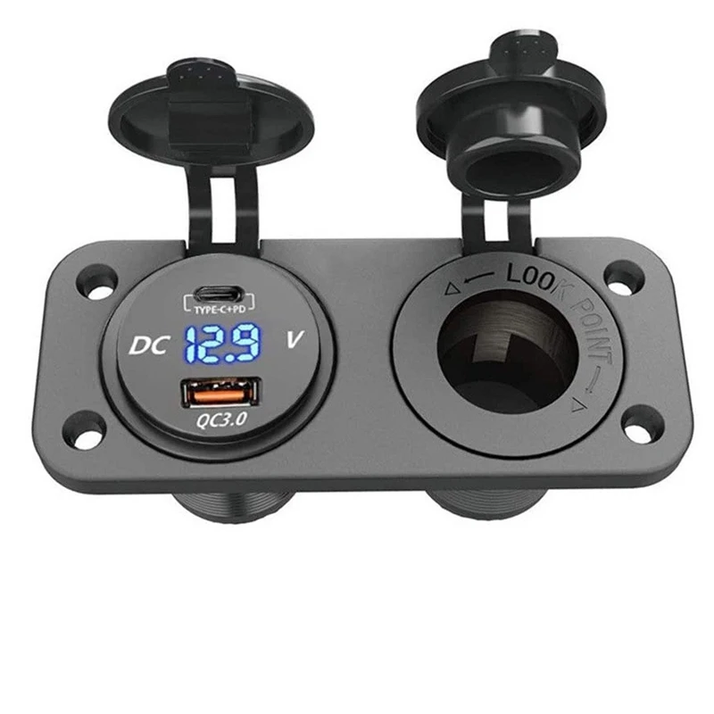 Фото Автомобильное зарядное устройство 12В USB Type-C и QC3.0 с портом USB для автомобиля, лодки, катера - DT30 №3
