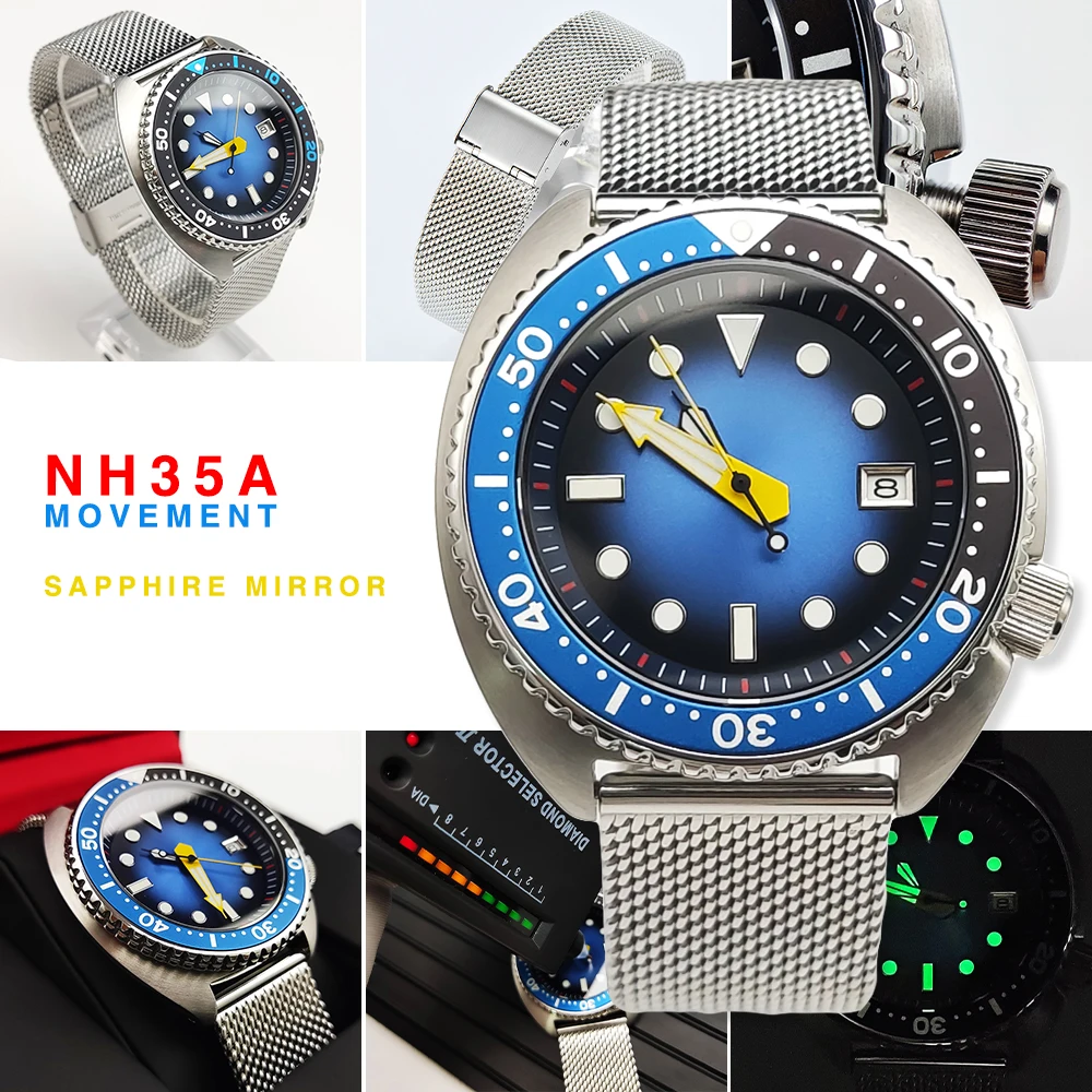 

Часы наручные мужские механические с сапфировым стеклом, 45 мм