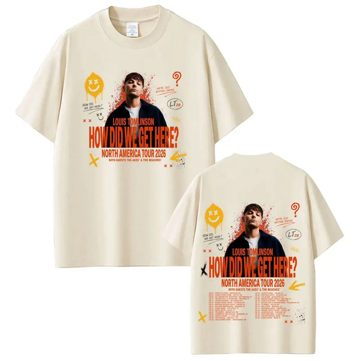 Футболка с принтом Louis Tomlinson How Did I Get Here Tour 2026, мужская и женская, в стиле хип-хоп, с короткими рукавами, свободного кроя, из хлопка, винтажная (art.: 3920dbcd10b40) - 3920dbcd10b40