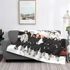 Черное одеяло для мальчиков в Токио, покрывало с мангой и мангой, покрывало, плюшевое Флисовое одеяло, постельное белье, бархатное покрывало для пикника