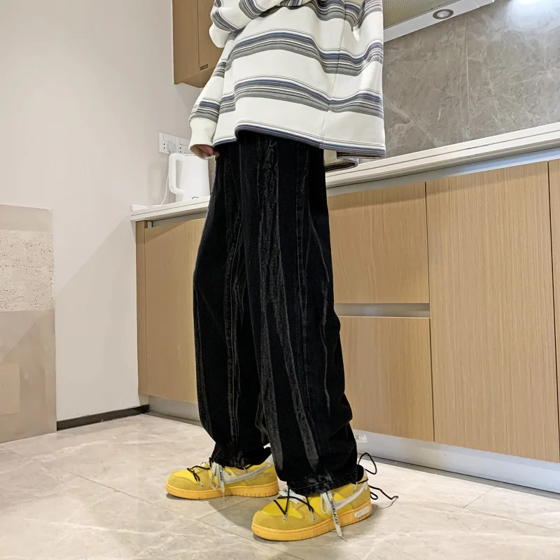 

Джинсы мужские широкие в Корейском стиле, модные мешковатые джинсы для мальчиков, модная уличная одежда в стиле оверсайз, 2022