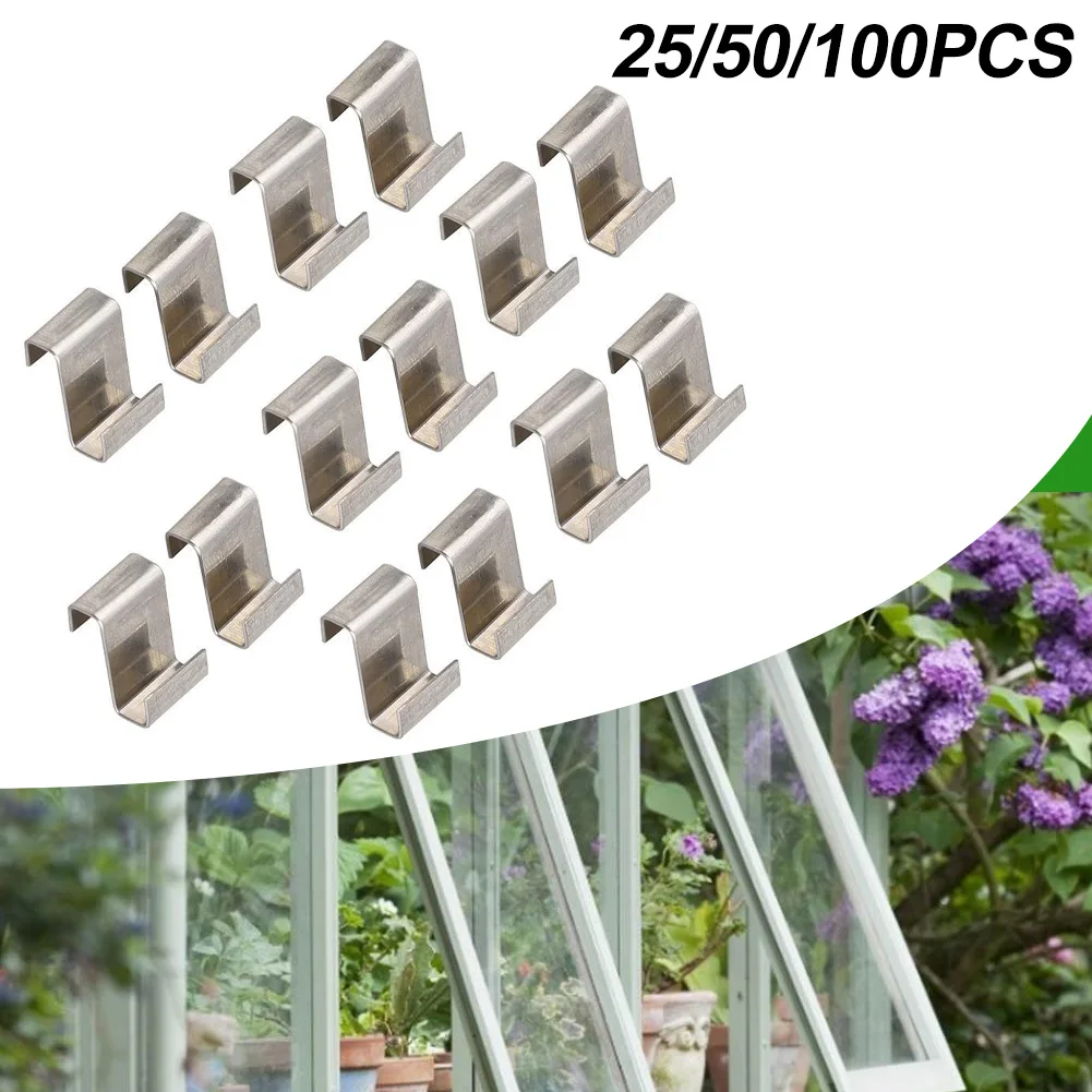 

25/50/100pcs 1.2x0.9cm Greenhouse Glazing Clips Z-Shape Silver Stainless Steel Glazing Clips Awning Accessories Garden Equipment