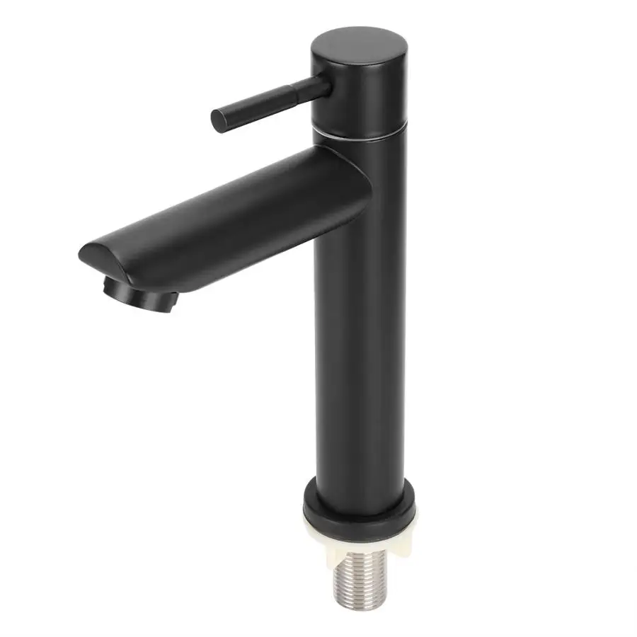 

Stainless Steel Water Faucet Basin Faucets Single Cold Water Tap for Home Bathroom Toilet Accessories Black washbasin faucet