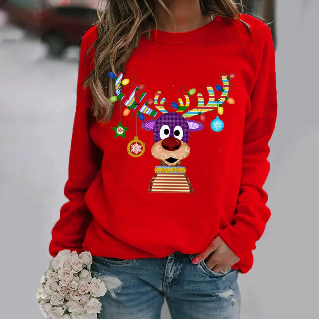 

Autumn Women's Cartoon Deer 3D Printed Long Sleeve Street Fashion Turtleneck Hoodie Plus Size