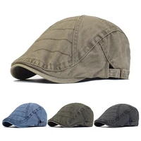 adjustable washed cotton beret hats men women unisex solid berets newsboy hats peaked cap casual forward caps four seasons