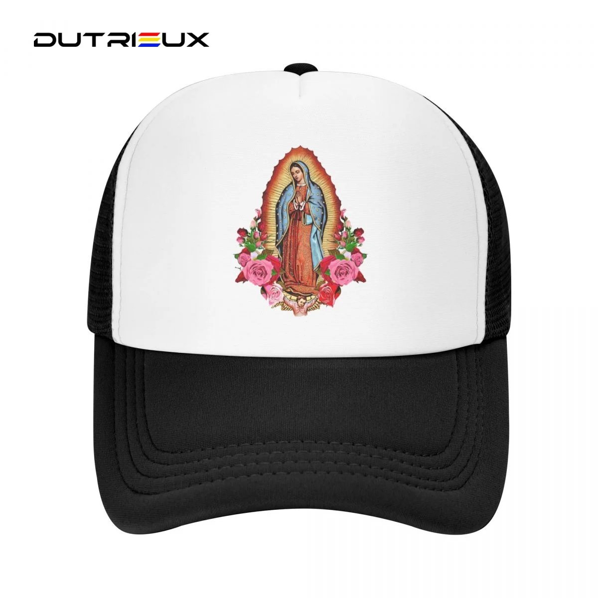 

Virgen De Guadalupe Virgin Mary Flowers Casual Plain Mesh Baseball Cap Adjustable Snapback Hats For Women Men Dad Trucker Hats