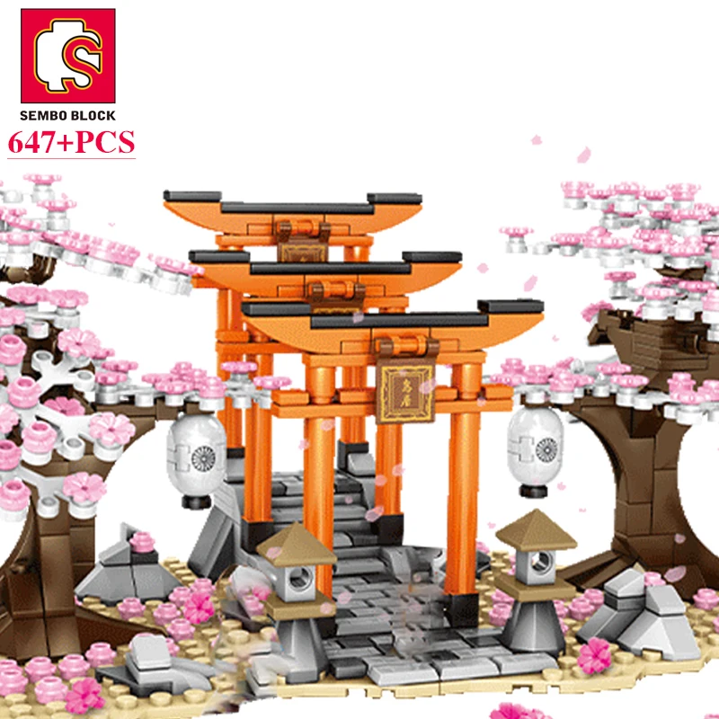 

SEMBO 647PCS Sakura Blocks ideas City Cherry Blossom Japanese Sakura Tree House Mini Street View Model Building Toys Children