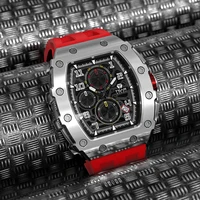 TSAR BOMBA Mens Watch Top Brand Luxury Tonneau Clock 50M Waterproof Stainless Steel Wristwatch Sport Chronograph Watch for Men 4
