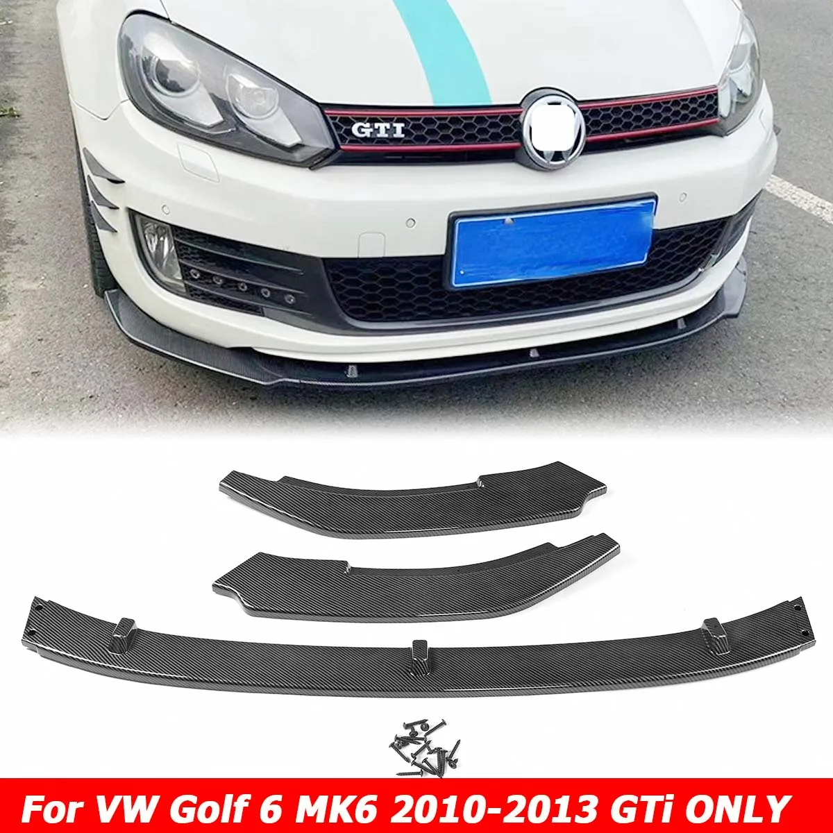 

For Volkswagen VW Golf MK6 GTI ONLY 2010 2012 2013 Front Bumper Lip Spoiler Side Splitter Body Kit Guard Car Accessories