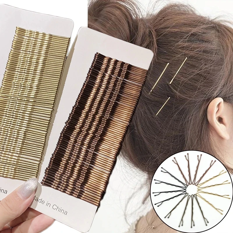 

50/100Pcs Hair Clip U-shaped Hairpins Curly Wavy Grips Hairstyle Bun Women Simple Black Gold Bobby Pins Styling Hair Accessories