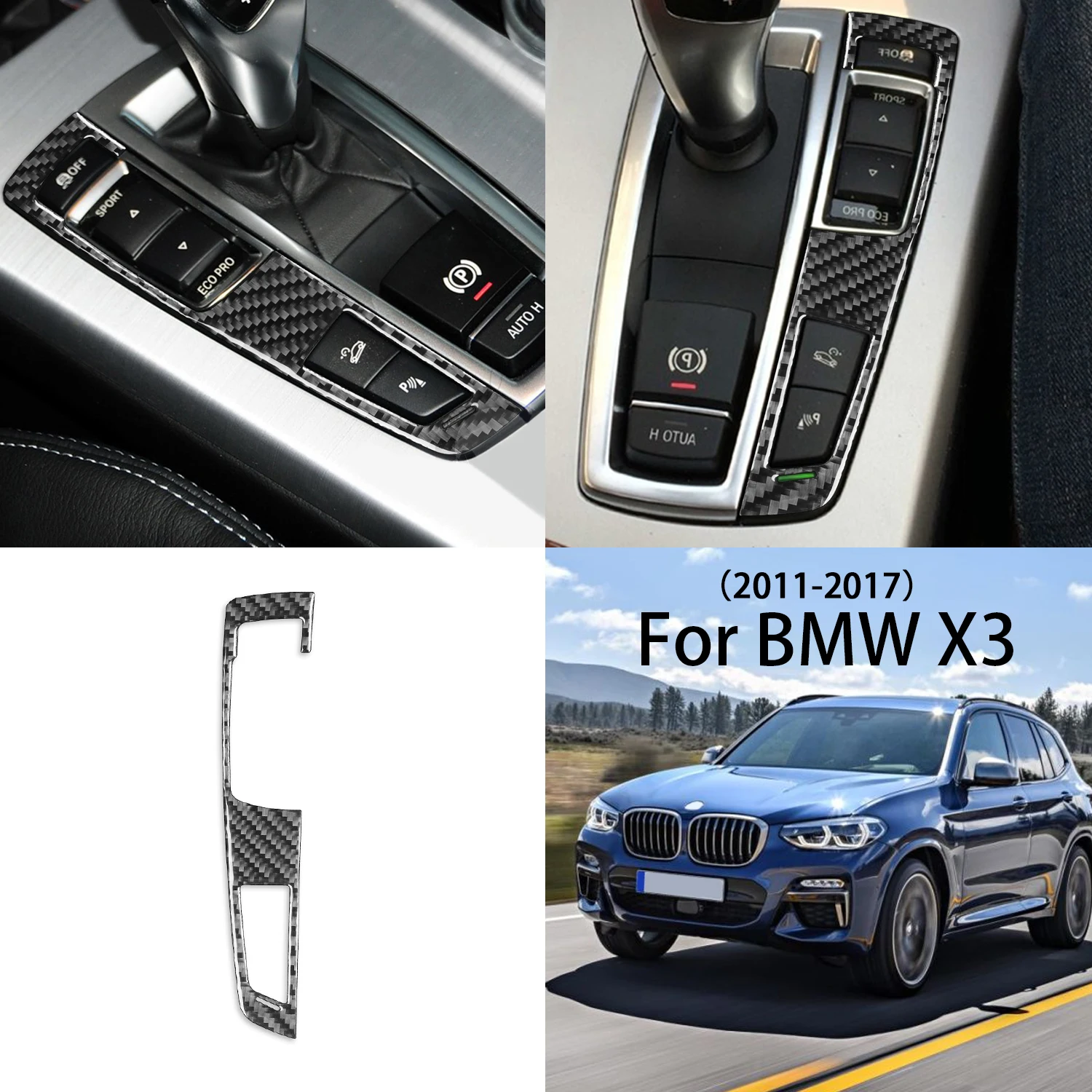 

Gear Panel Electronic Handbrake Sticker Cover Trim Carbon Fiber Decorate Accessories For BMW X3 F25 2011-2017 X4 F26 2014-2017