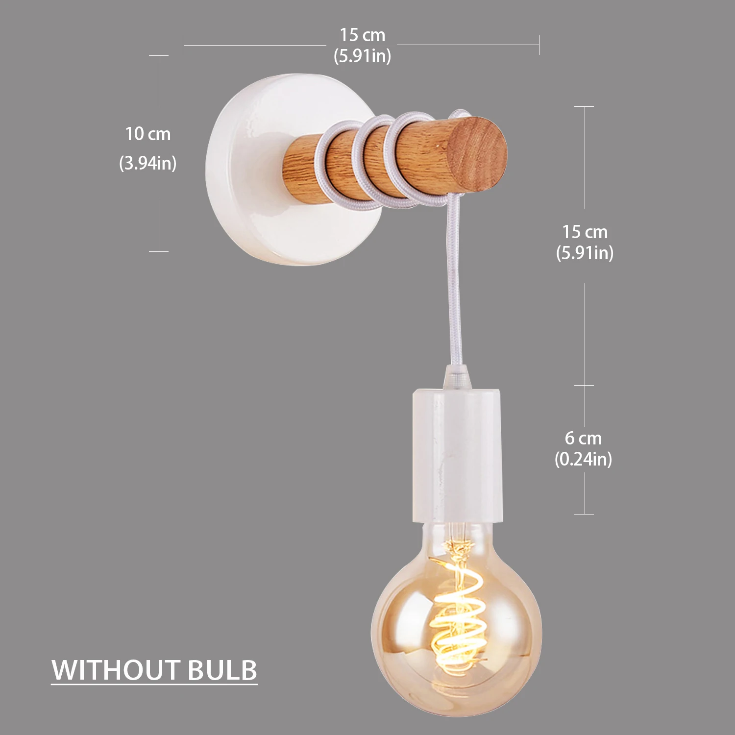 Винтажный деревянный настенный светильник Genixgreen E27
