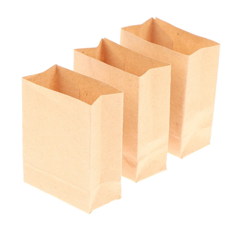 

5Pcs/set 1:12 Dollhouse Miniature Kraft Paper Bags Cookie Bread Biscuits Package Gift Bags Takeout Bag Doll House Accessories