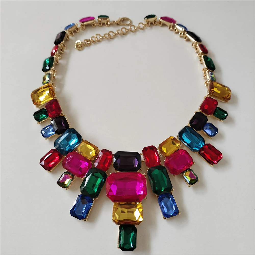 Новинка 2024 женский набор украшений ZA ожерелье-чокер с разноцветными стразами