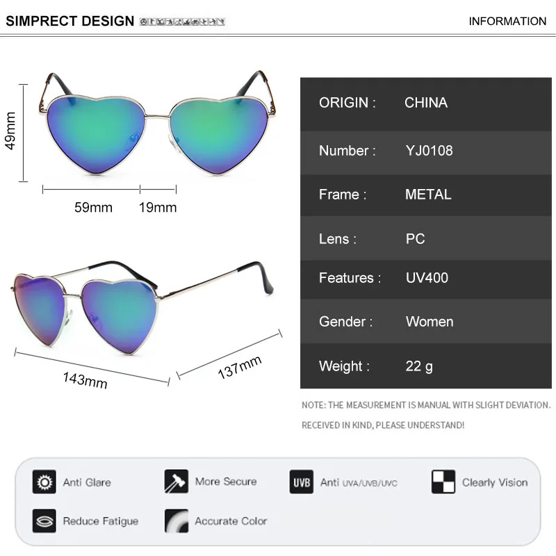 SIMPRECT Mirror Heart Sunglasses Women 2022 Luxury Brand Designer Sun Glasses Fashion Retro Vintage UV400 Shades For Women images - 6