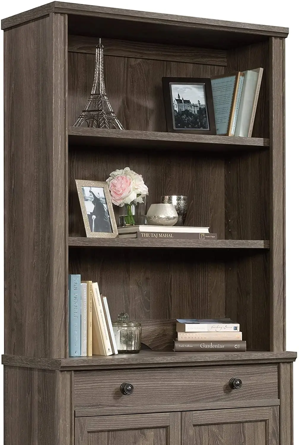 

Library Hutch, L: 32.87" x W: 13.62" x H: 40.04", Emery Oak Finish