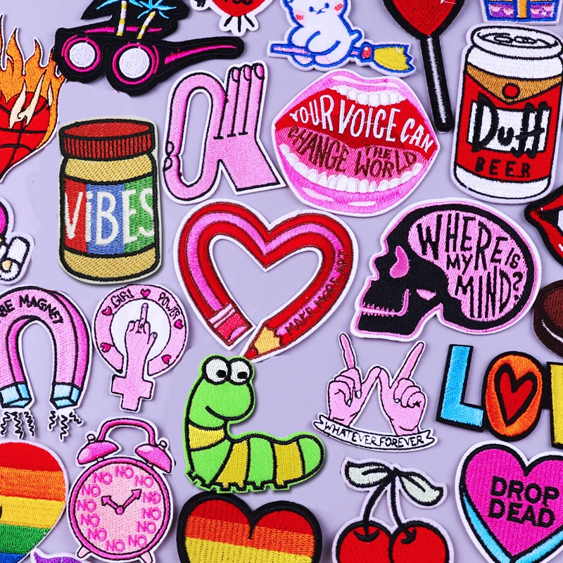 

Нашивки с мультяшными надписями на одежду, термоклейкие нашивки, розовые жесты, Значки для глажки, нашивки на одежду в полоску, сделай сам