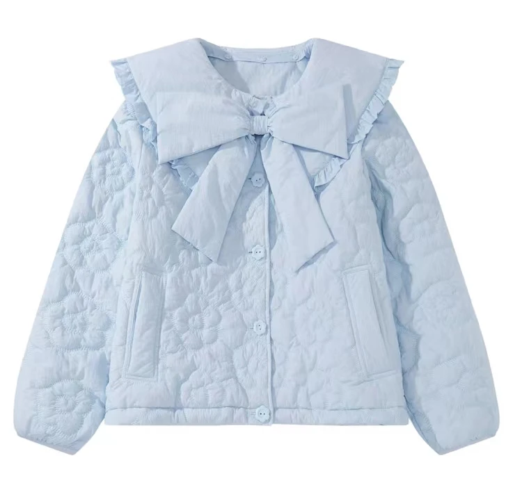 Dding Cut the Tag off Женская одежда Зимняя милая верхняя Короткое пальто с бантом