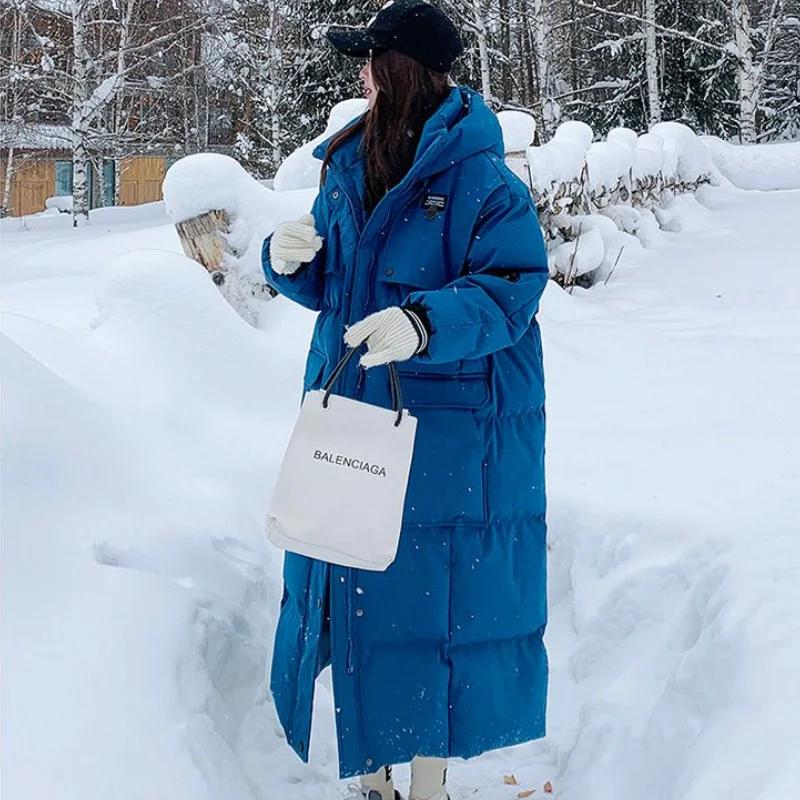 Winter Coat Women Blue Down Padded Parkas Women's 2022 New Mid-length Over-the-knee Warm Jacket Women Winter Clothes Women Coat