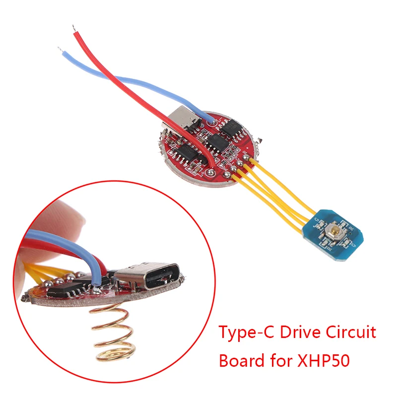 

Type-C USB Drive Board Single Lithium Battery Stepless Dimming Driver Circuit Board XHP50 XML L3 U2 U3