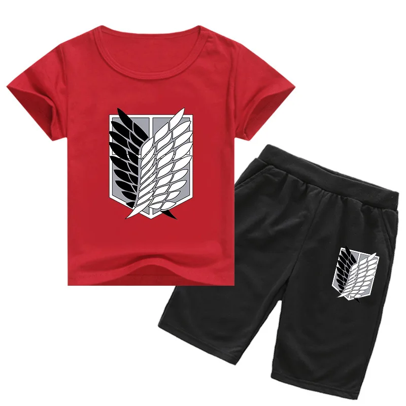 

Новинка, Детские комплекты из аниме «атака на Титанов», футболки, одежда для детей, футболка для маленьких мальчиков, футболка + шорты, костю...