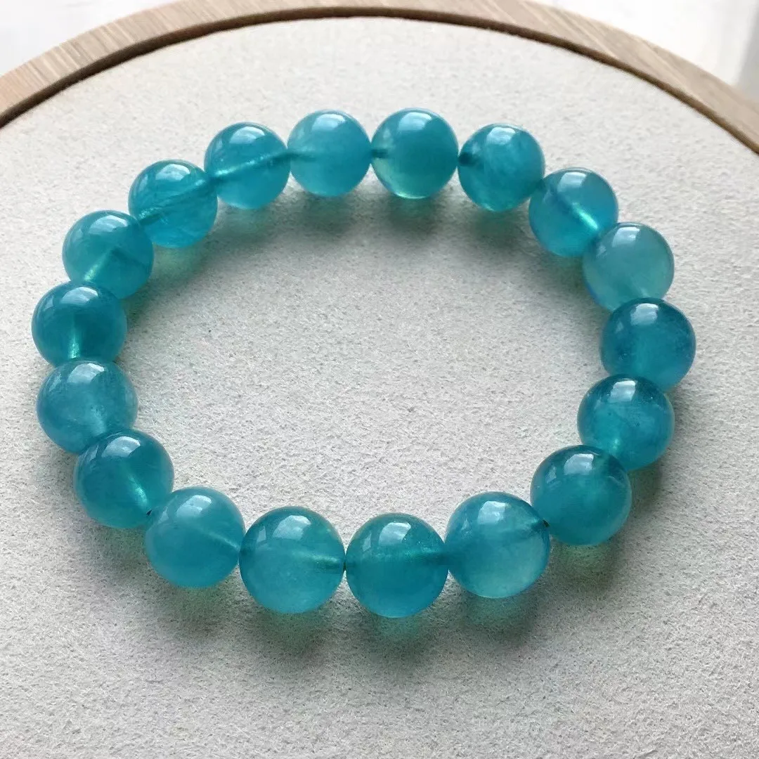 

11mm Natural Blue Aquamarine Bracelet For Woman Lady Man Beauty Love Gift Crystal Beads Gemstone Stone Jewelry Strands AAAAA