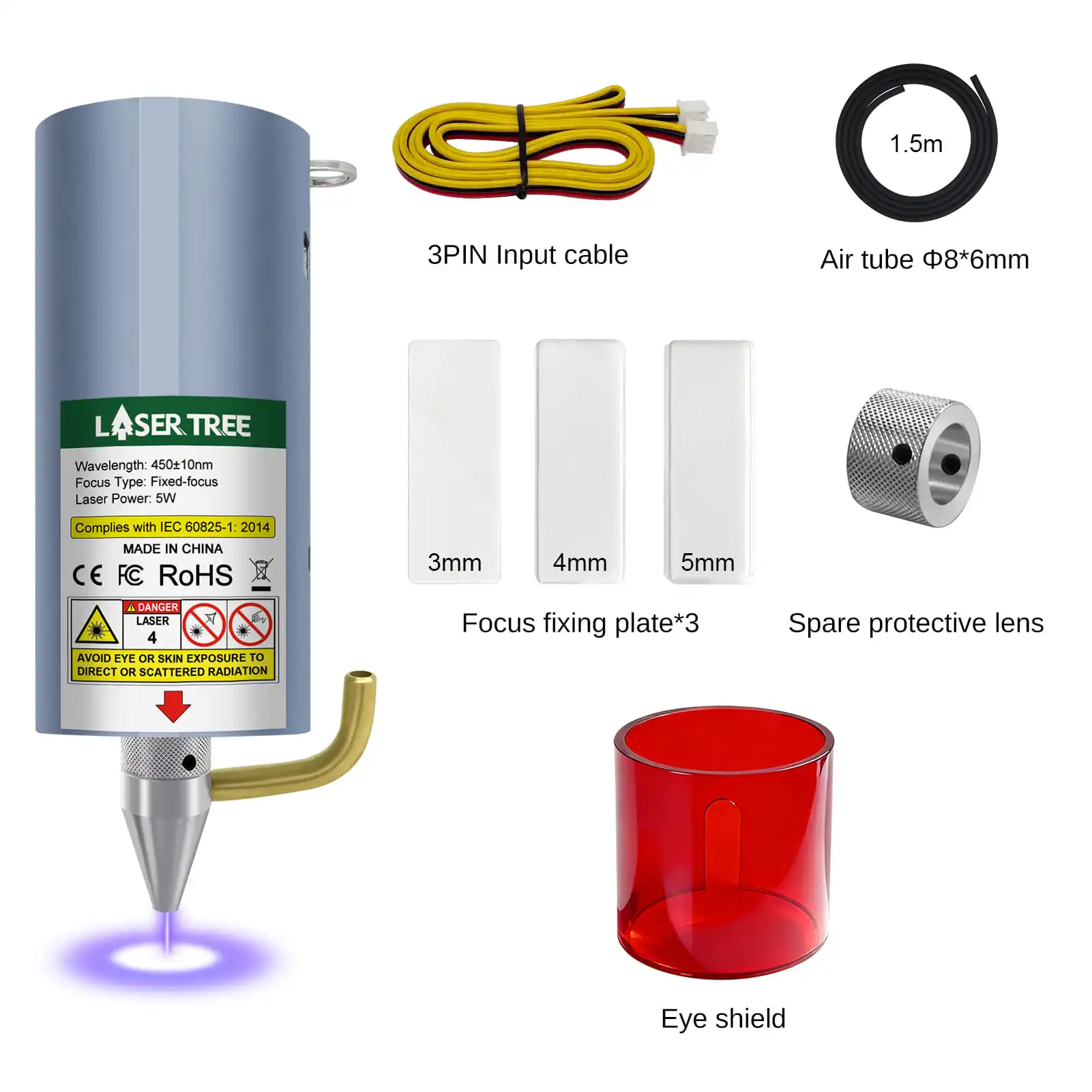 

Лазерный модуль Laser Tree LT-5W-F45 5 Вт синий